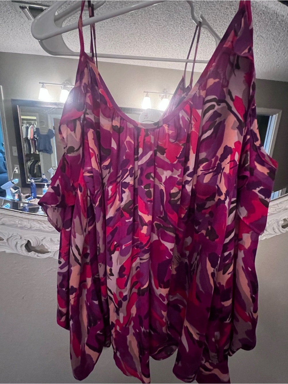 Parker Pink & Purple Abstract Cold-Shoulder Cami